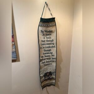 Vintage 1984 Elegant Green and Cream Wall Hanging Proverbs